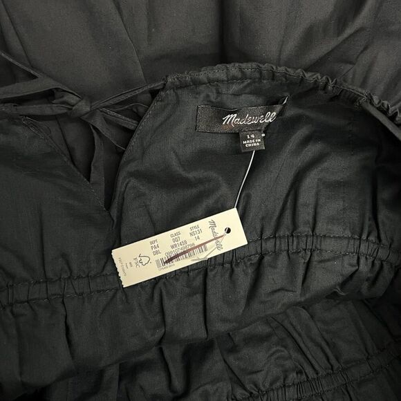 Madewell Embroidered Tank Midi Dress in Black Poplin NS131 size 14 NWT - Picture 2 of 8